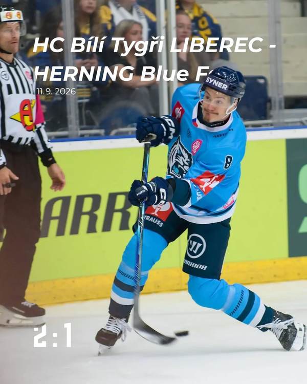 Evropský hokej znovu pod Ještědem! 🔥 Bílí Tygři přivítali v rámci Champions Hockey League dánský Herning Blue Fox. Soub