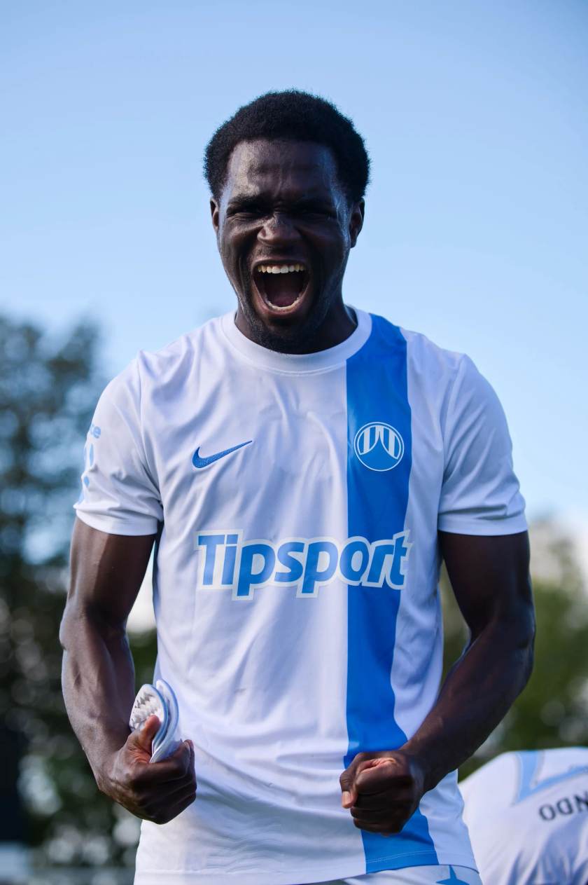 Výherní oslava libereckého fotbalisty