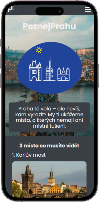 Ukázka webu Poznej Prahu