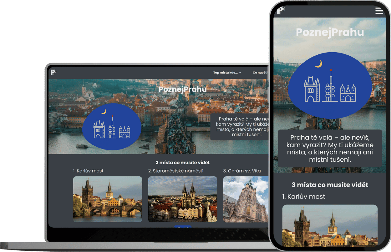 Ukázka webu Poznej Prahu